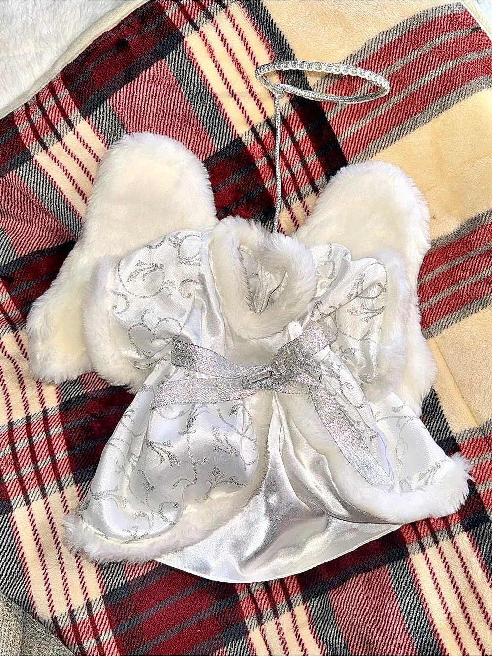 Build-A-Bear Angel Christmas Ornament White & Silver Like New